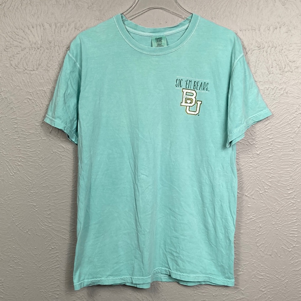 Sic 'Em Bears BU Baylor University Teal Turquoise Distressed T-Shirt Siz…